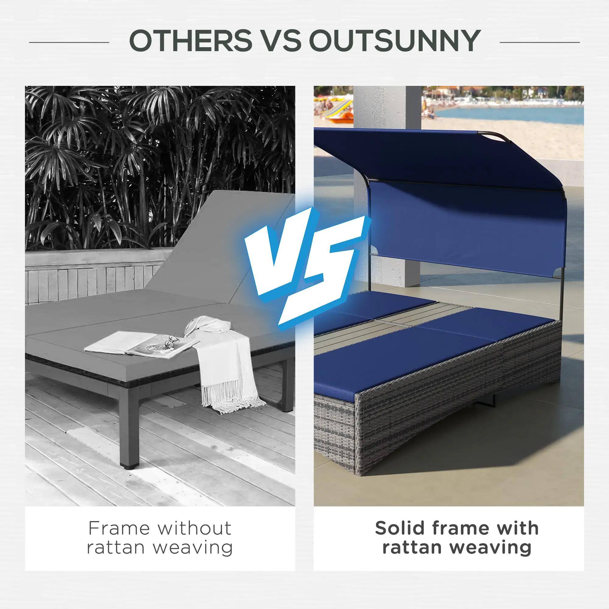OTHERS vs OUTSUNNY
Frame without rattan weaving
Solid frame with rattan weaving