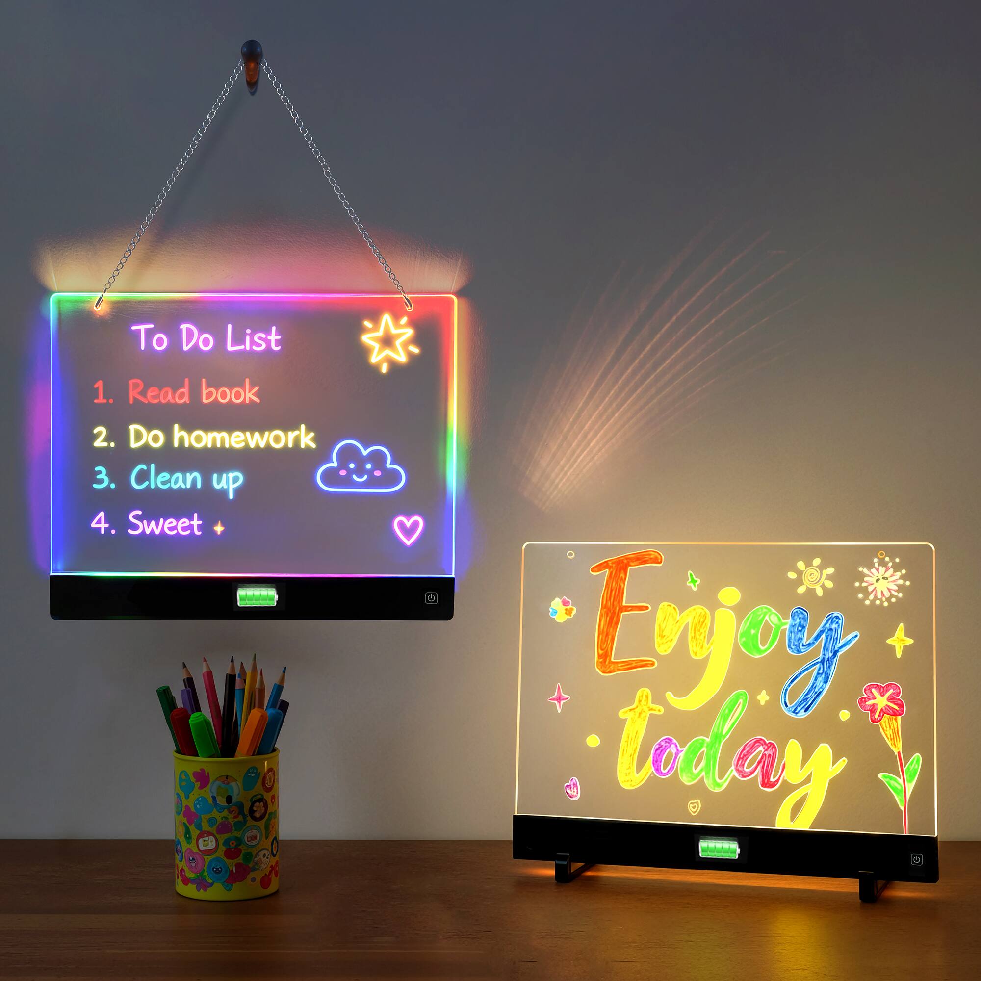 To Do List  
1. Read book  
2. Do homework  
3. Clean up  
4. Sweet  

Enjoy today