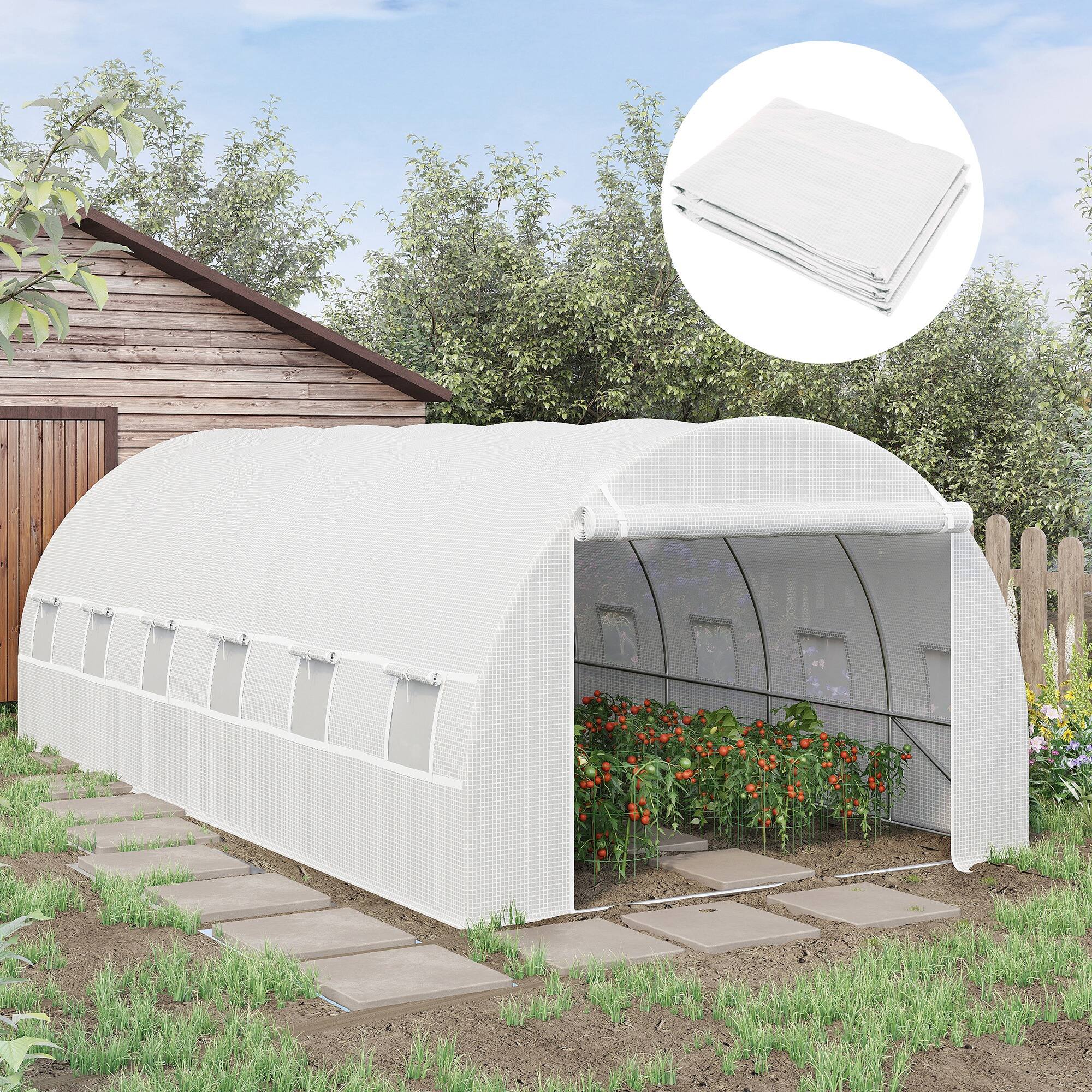 Alt View 1. Outsunny - 19.7' x 9.8' x 6.6' Plastic Greenhouse Cover Replacement, Heavy Duty Waterproof Tarp for Hoop House.