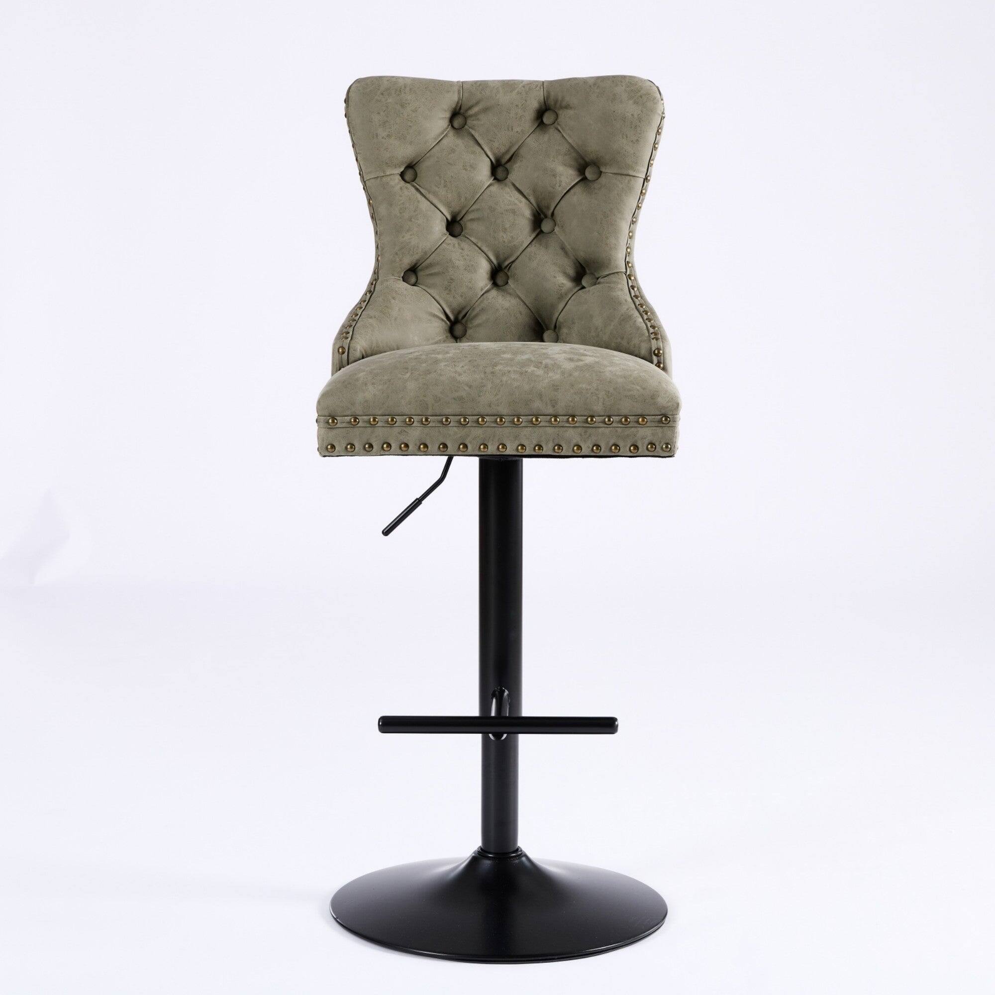 Alt View 9. Boyel Living - Adjustable Swivel Bar Stools Set of 2 with Upholstered Back - Olive Green.