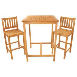 Sunnydaze - 3-Piece Outdoor Bar Set - Teak
