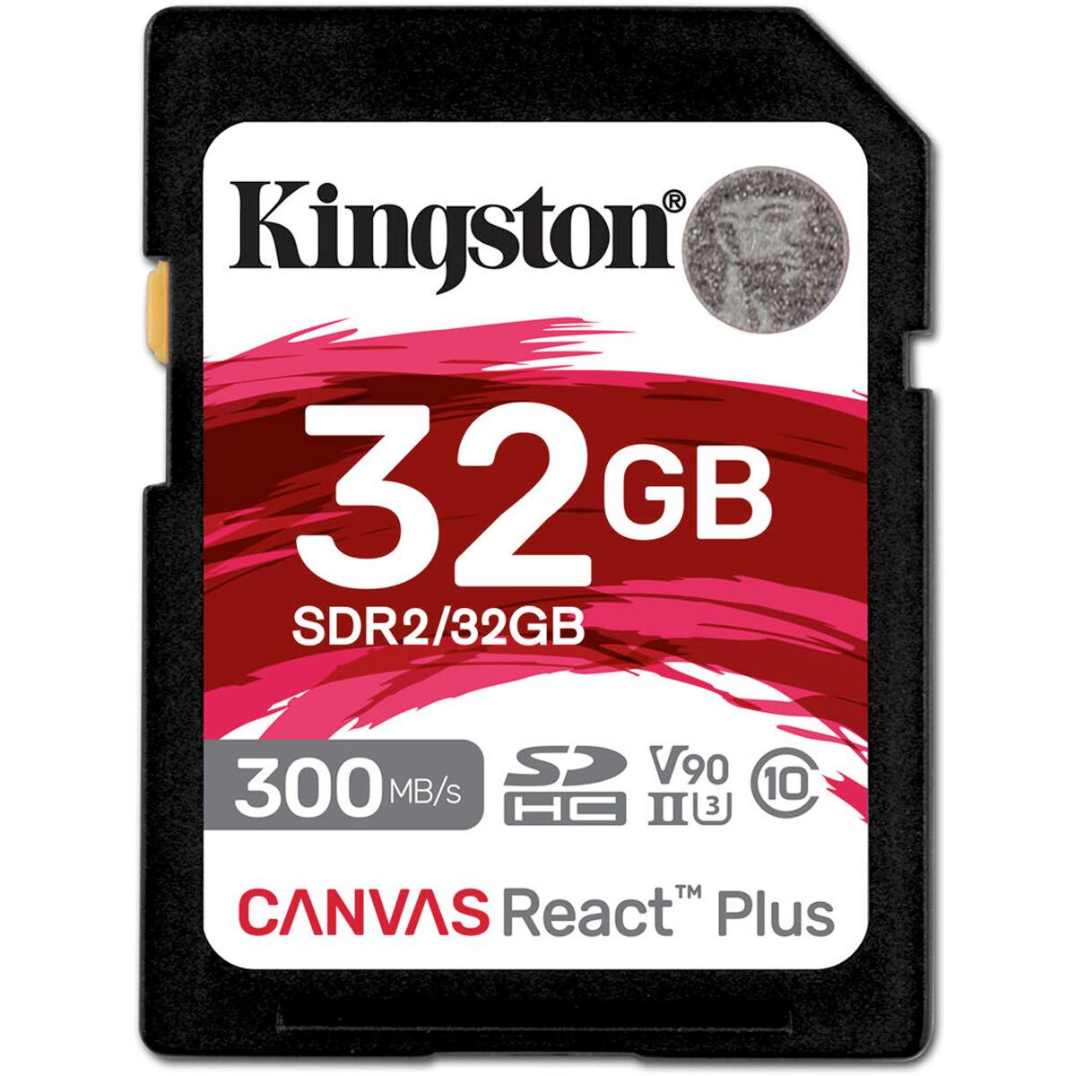 Kingston 32 GB SDR2/32GB  
SD V90 10 300 MB/s HC U3  
CANVAS React Plus