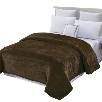 Front. Noble House - Plazatex Micro Plush Solid Parteen Soft Comfortable and Lightweight All Seasons Blanket Twin Chocolate - Chocolate.