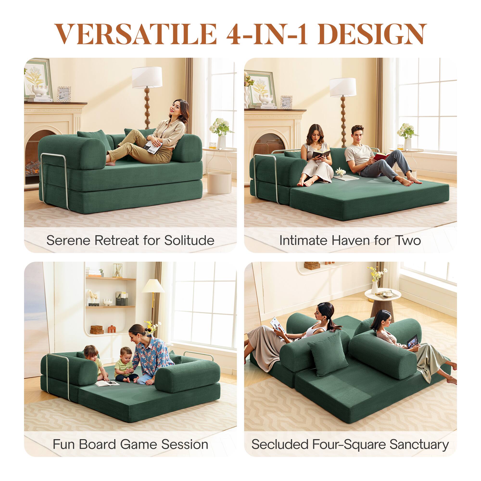 VERSATILE 4-IN-1 DESIGN

- Serene Retreat for Solitude
- Intimate Haven for Two
- Fun Board Game Session
- Secluded Four-Square Sanctuary