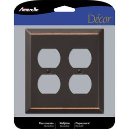AMERELLE - Century Aged 2 gang Stamped Steel Duplex Wall Plate 1 pk - Bronze