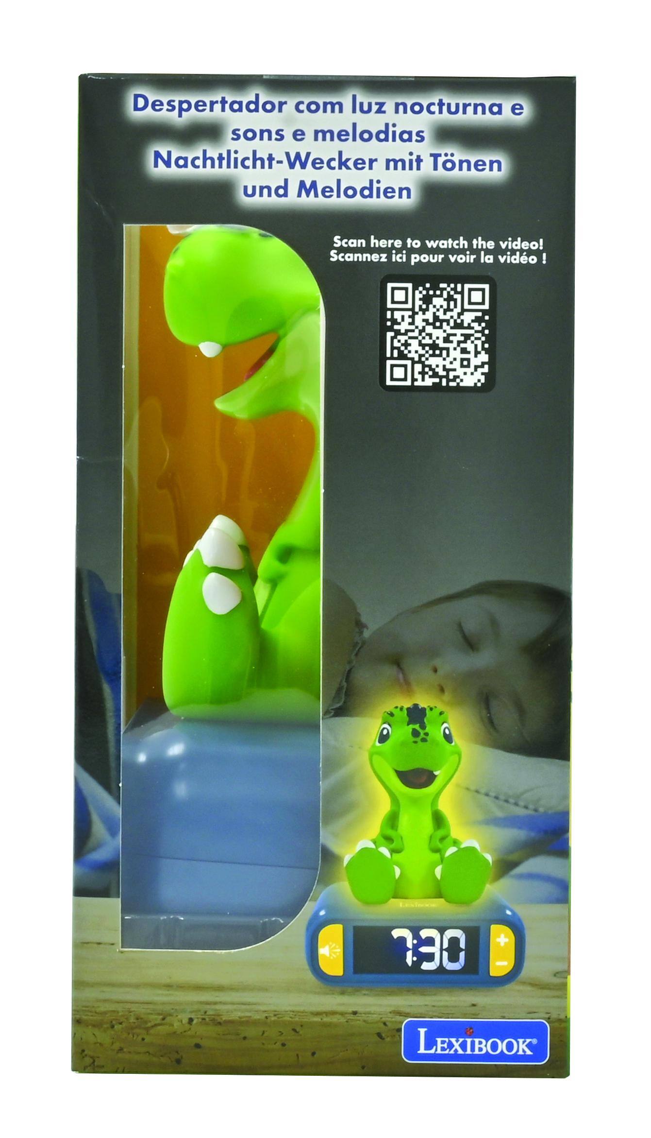Despertador com luz nocturna e sons e melodias  
Nachtlicht-Wecker mit Tönen und Melodien  

Scan here to watch the video!  
Scannez ici pour voir la vidéo !  

+ 7:30  
D - LEXIBOOK