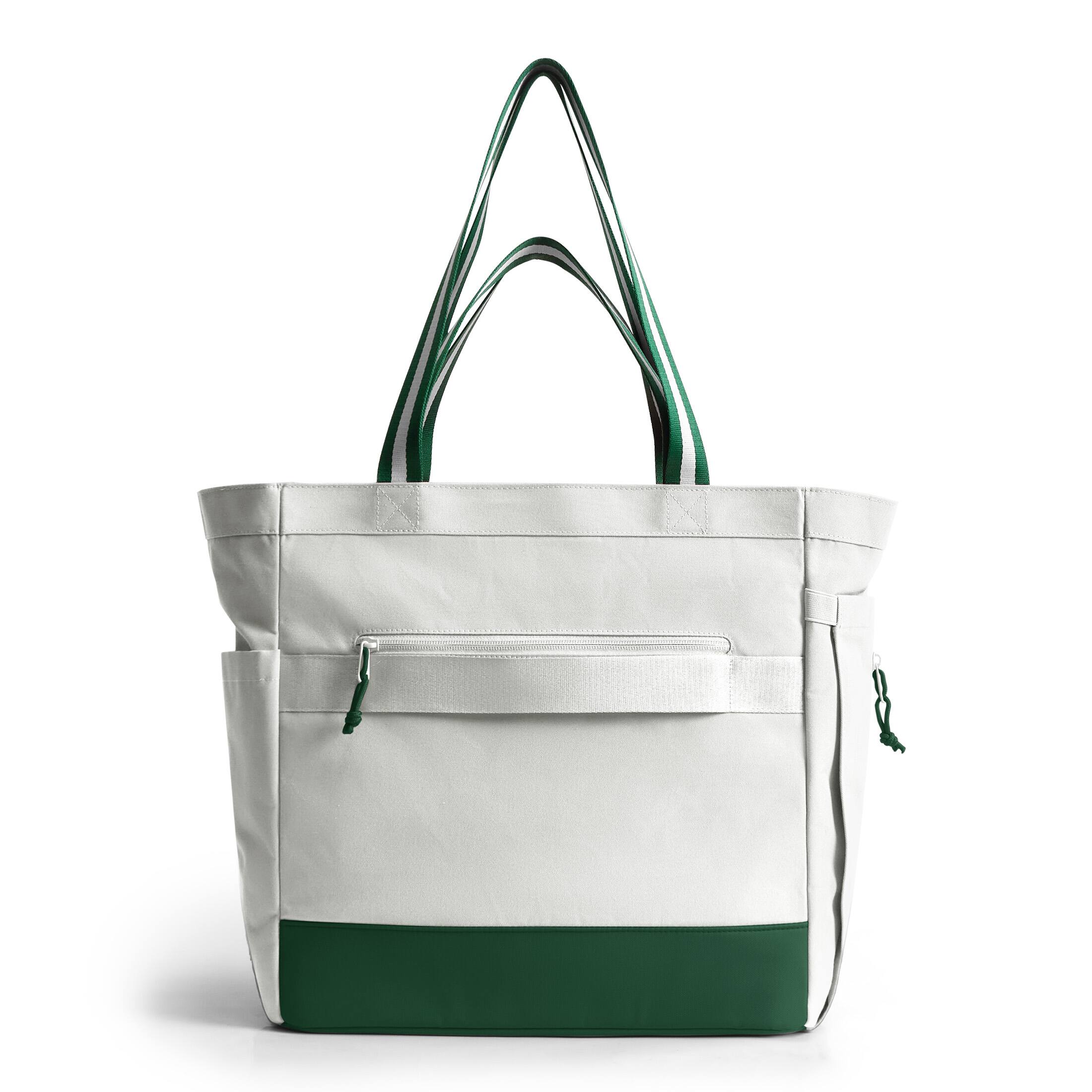 Back. Bagsmart - Advantage 25L Tennis Tote, Water-Repellent Tote with 15.6" Laptop Sleeve for Court & Work - Wimbledon White.