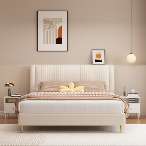 Back. LUCKY ONE - 23.6" Assembled White Nightstand 1-Drawer 1-Shelf Gold Knob - White.