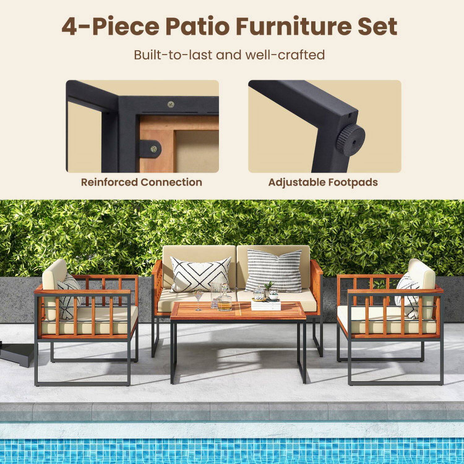 4-Piece Patio Furniture Set  
Built-to-last and well-crafted  

Reinforced Connection  
Adjustable Footpads