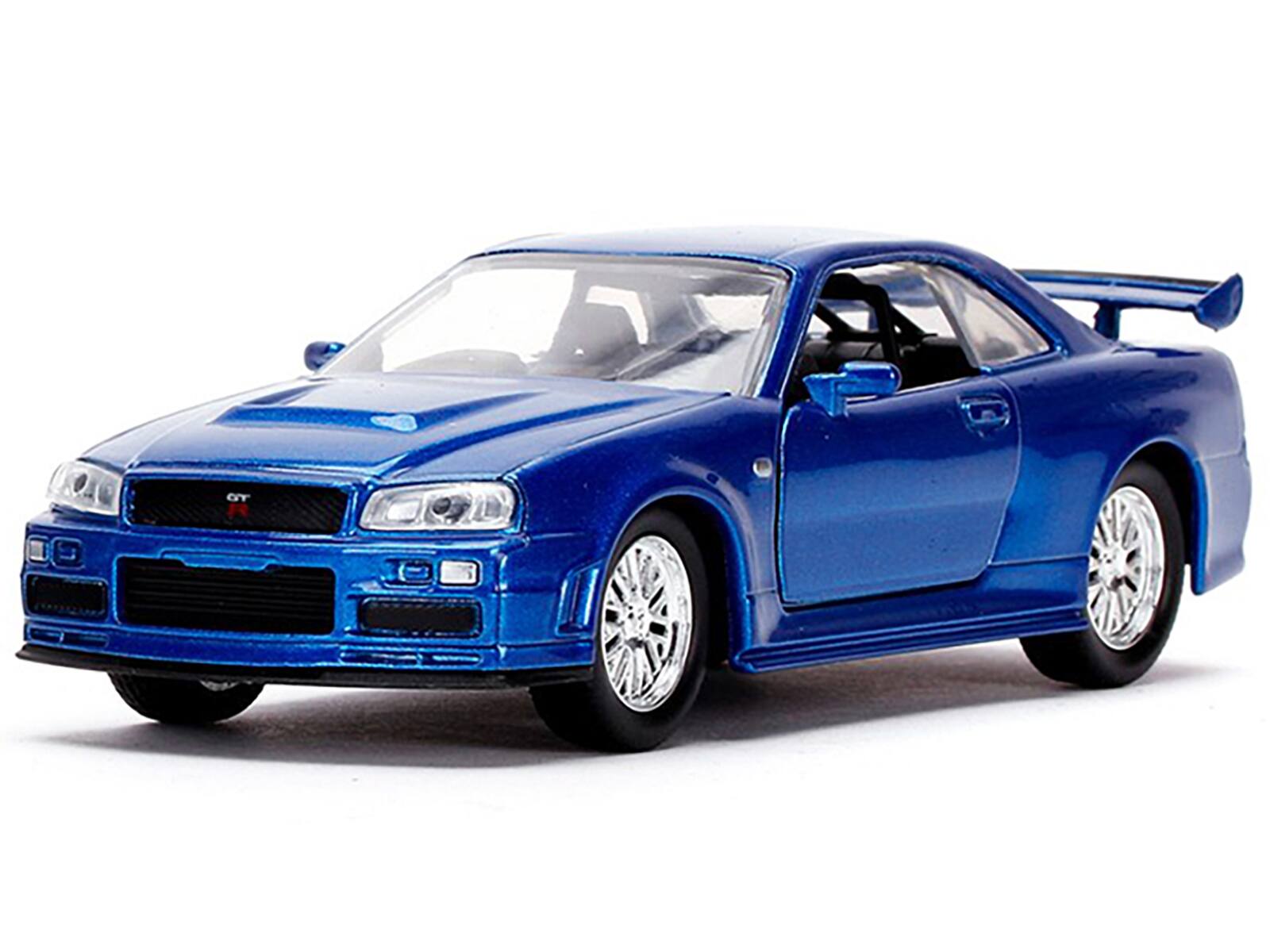 Alt View 2. Jada - Brian's Nissan Skyline GT-R (BNR34) Silver with Blue and Nissan GT-R (BNR34) Blue Metallic 1/32 Model Cars by Jada.