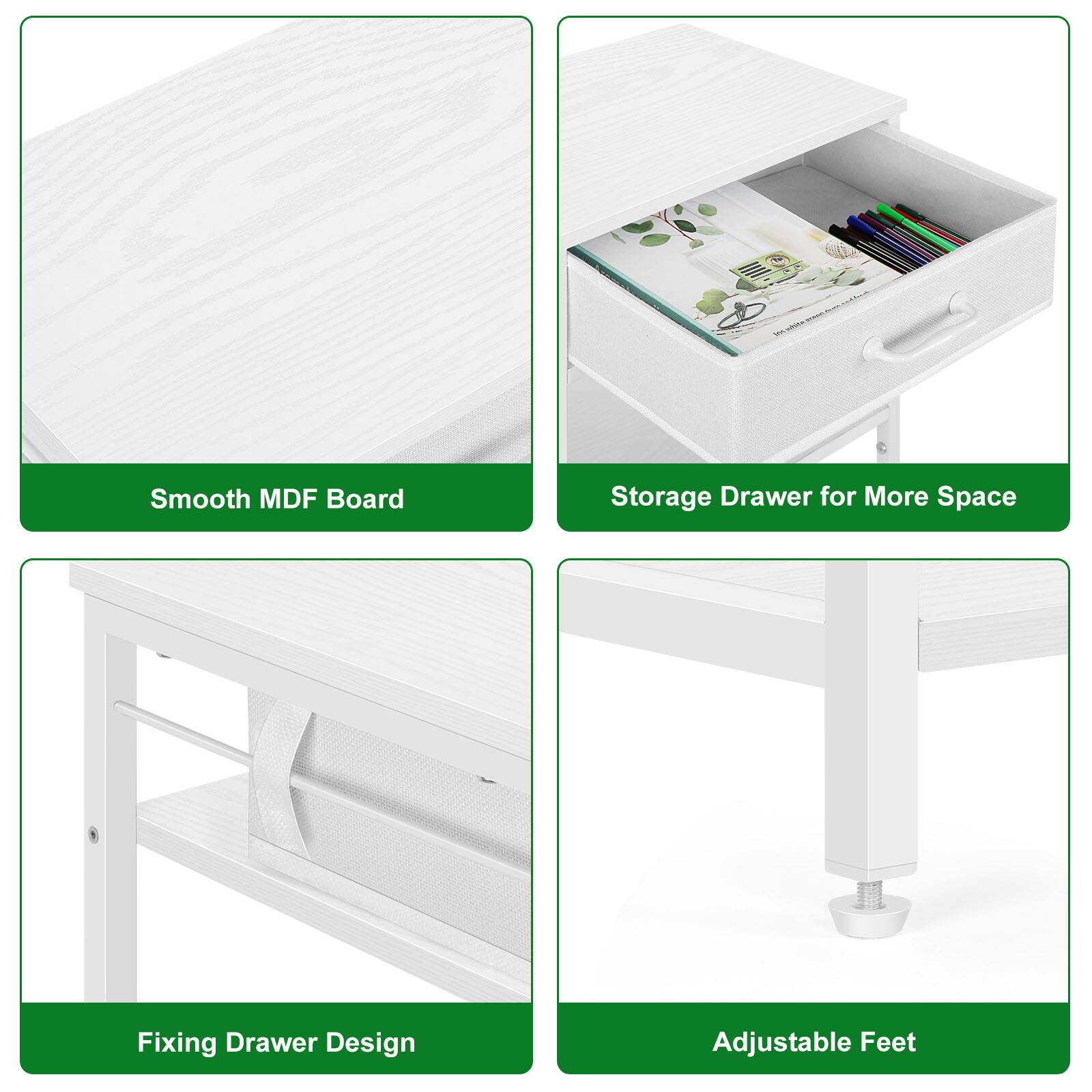 2 MDF Board Storage Drawer for More Space Fixing Drawer Design Adjustable Feet

- Smooth MDF Board
- Storage Drawer for More Space
- Fixing Drawer Design
- Adjustable Feet