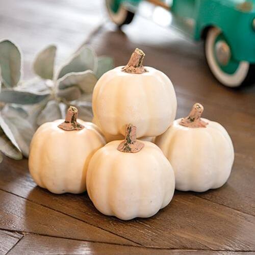 Angle. BreeBe - *5/Set Mossy Stem Cream Pumpkins - Cream.