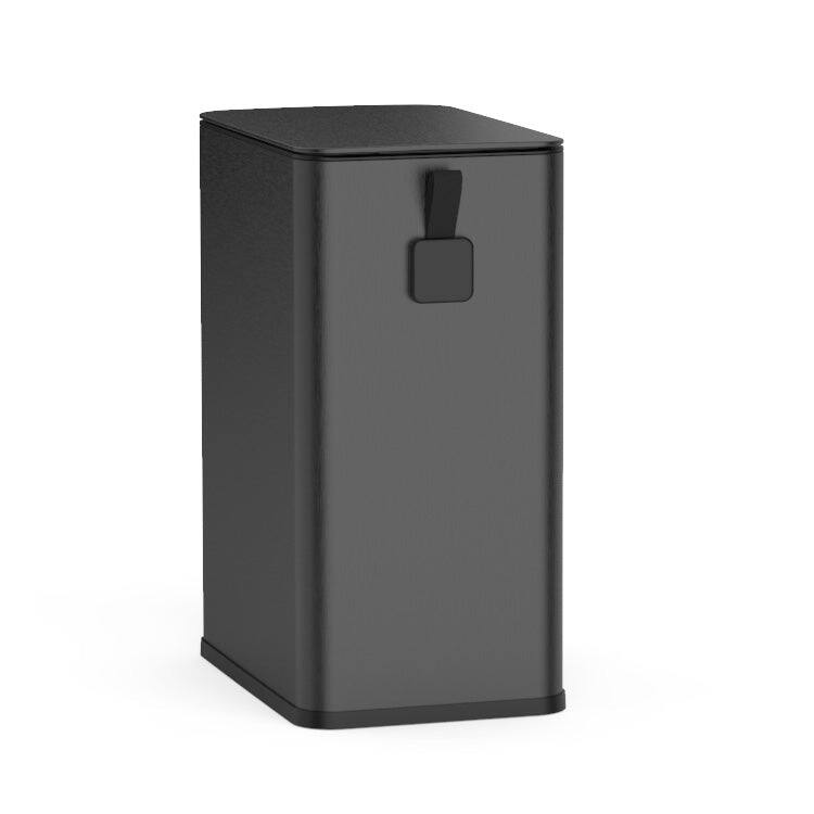 Back. Nine Stars - Step-On Trash Can 2.6 Gallon, Rectangular Shaped, White/Black.