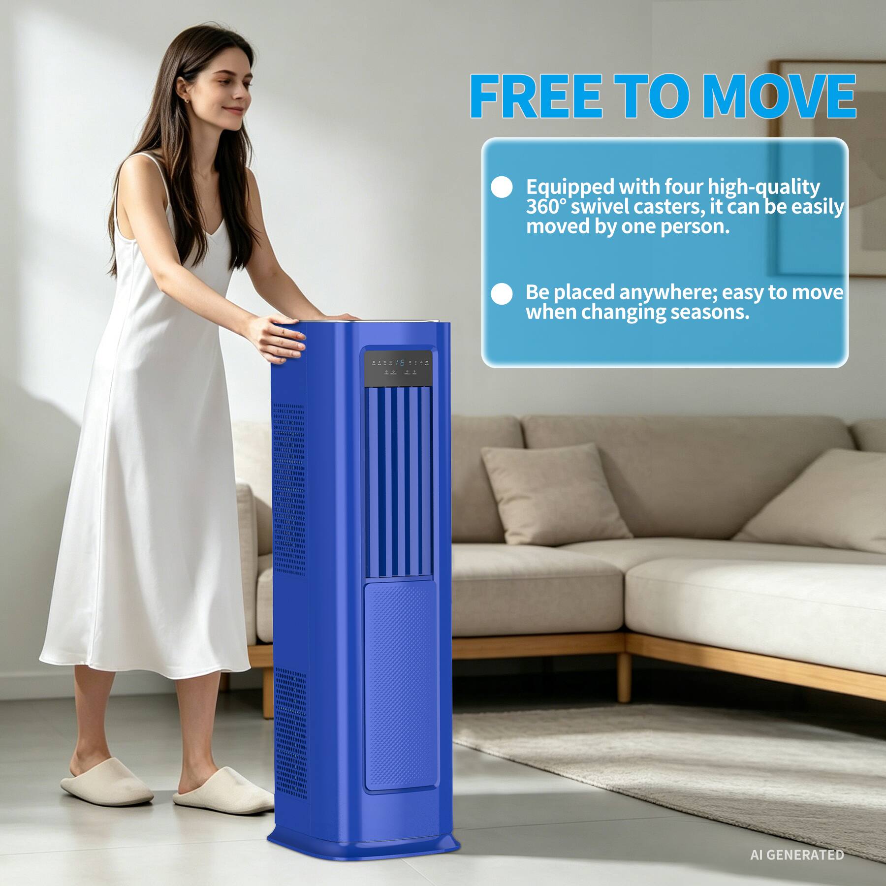 FREE TO MOVE

Equipped with four high-quality 360° swivel casters, it can be easily moved by one person. Be placed anywhere; easy to move when changing seasons.