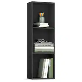Songmics Home - Bookshelf, 3-Tier Bookcase, Book Shelf, Open Storage Shelf, 9.4 x 11.8 x 37.3 Inches, for Living Room, Home Office - Ebony Black