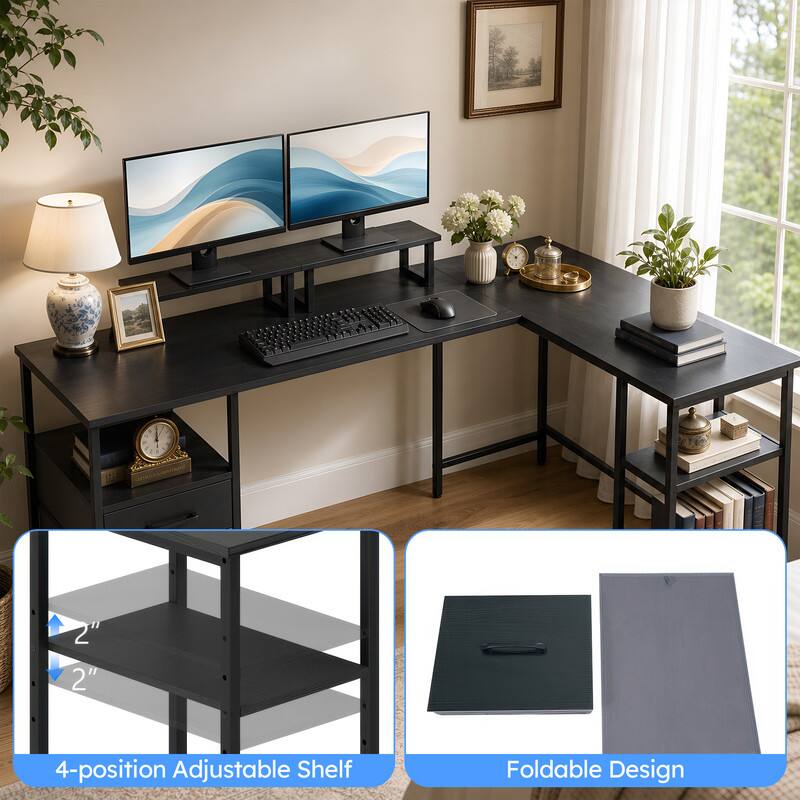 - 2" 2" 4-position Adjustable Shelf
- Foldable Design