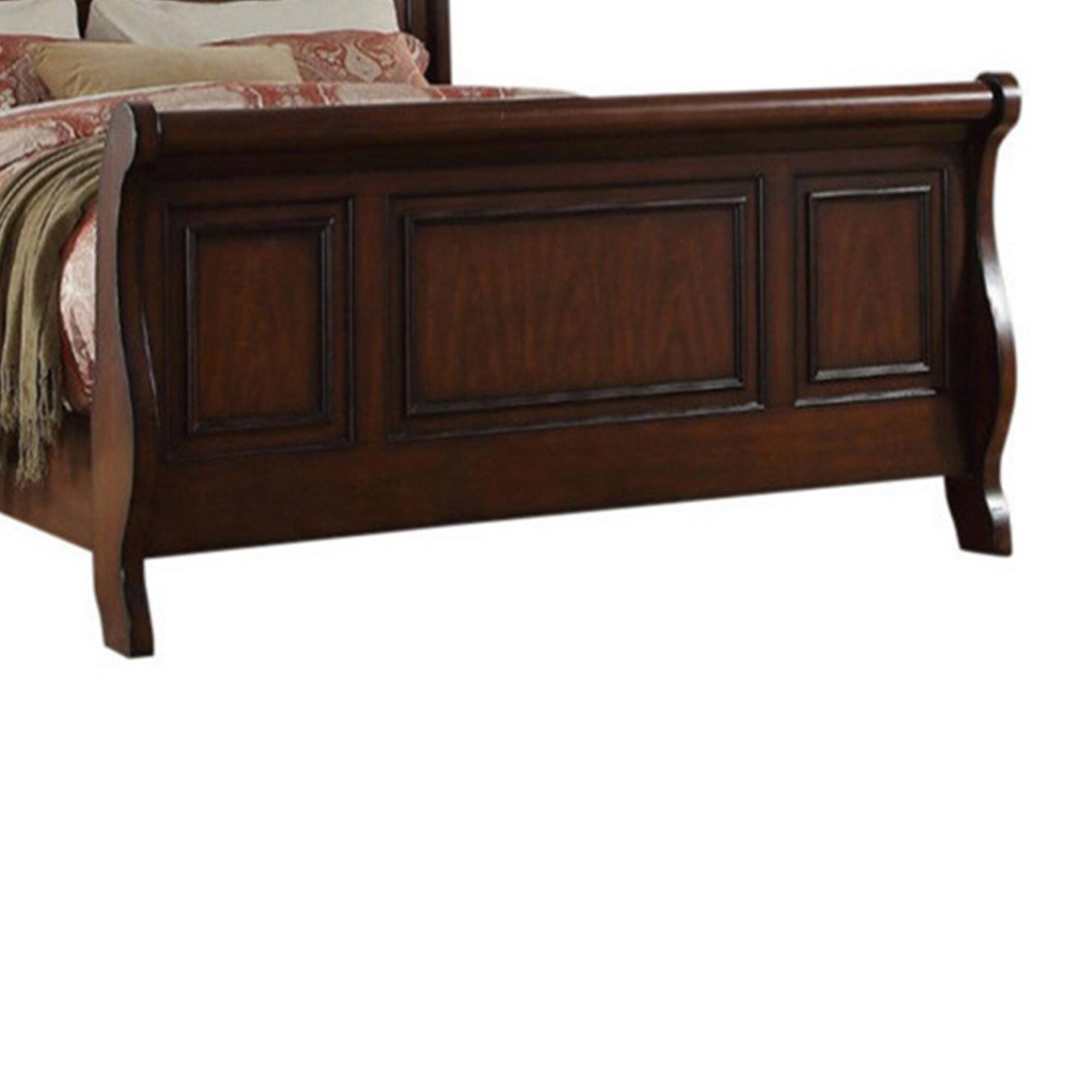 Back. Manhattan Lane - Marvelous Wooden Queen Bed, Antique Cherry Finish - Brown.