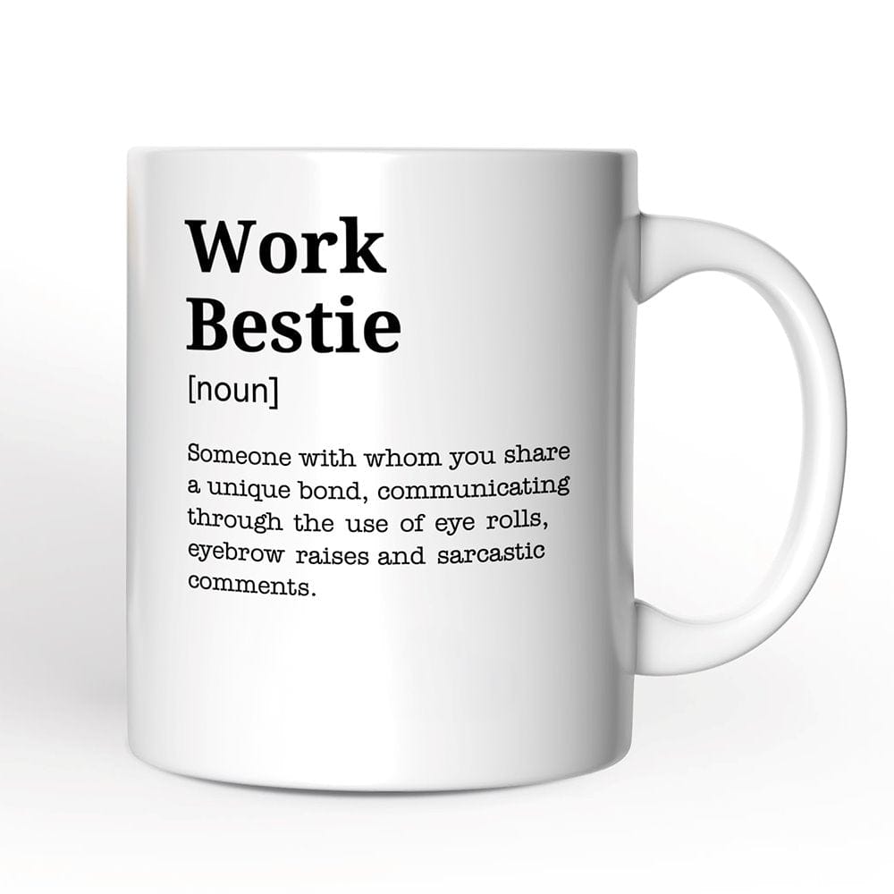 OrnamentallyYou - Work Bestie Definition Mug, Funny Coworker Gift - White