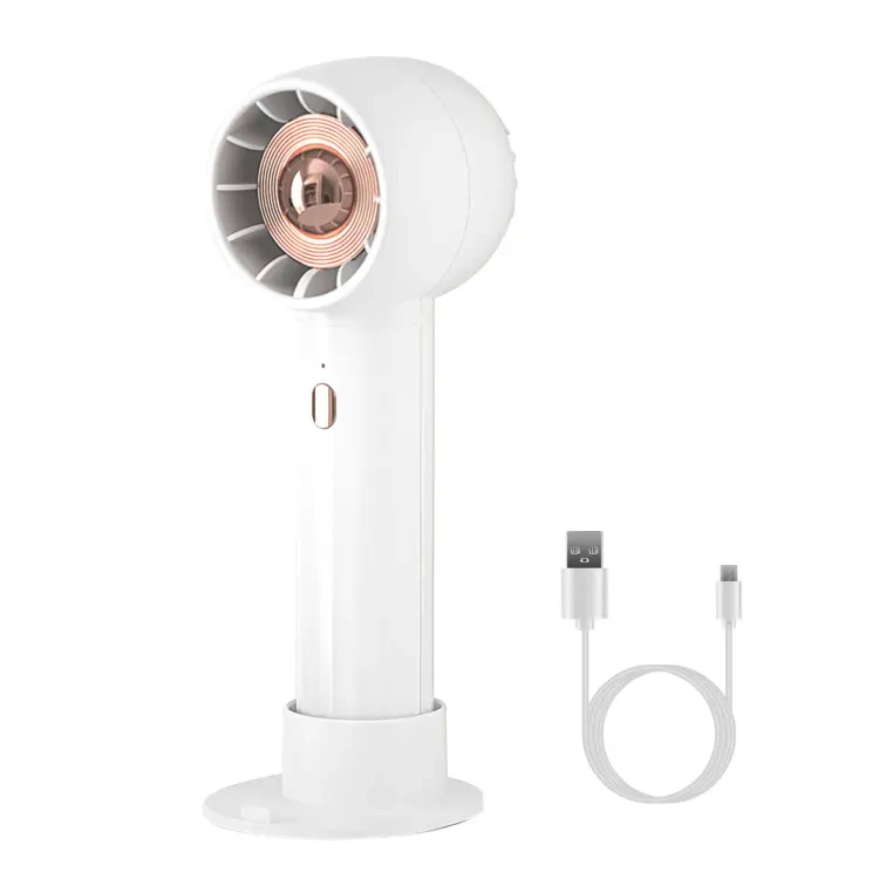 Angle. Kitcheniva - Handheld Mini Fan Portable USB Rechargeable Cooling Fan White - White.