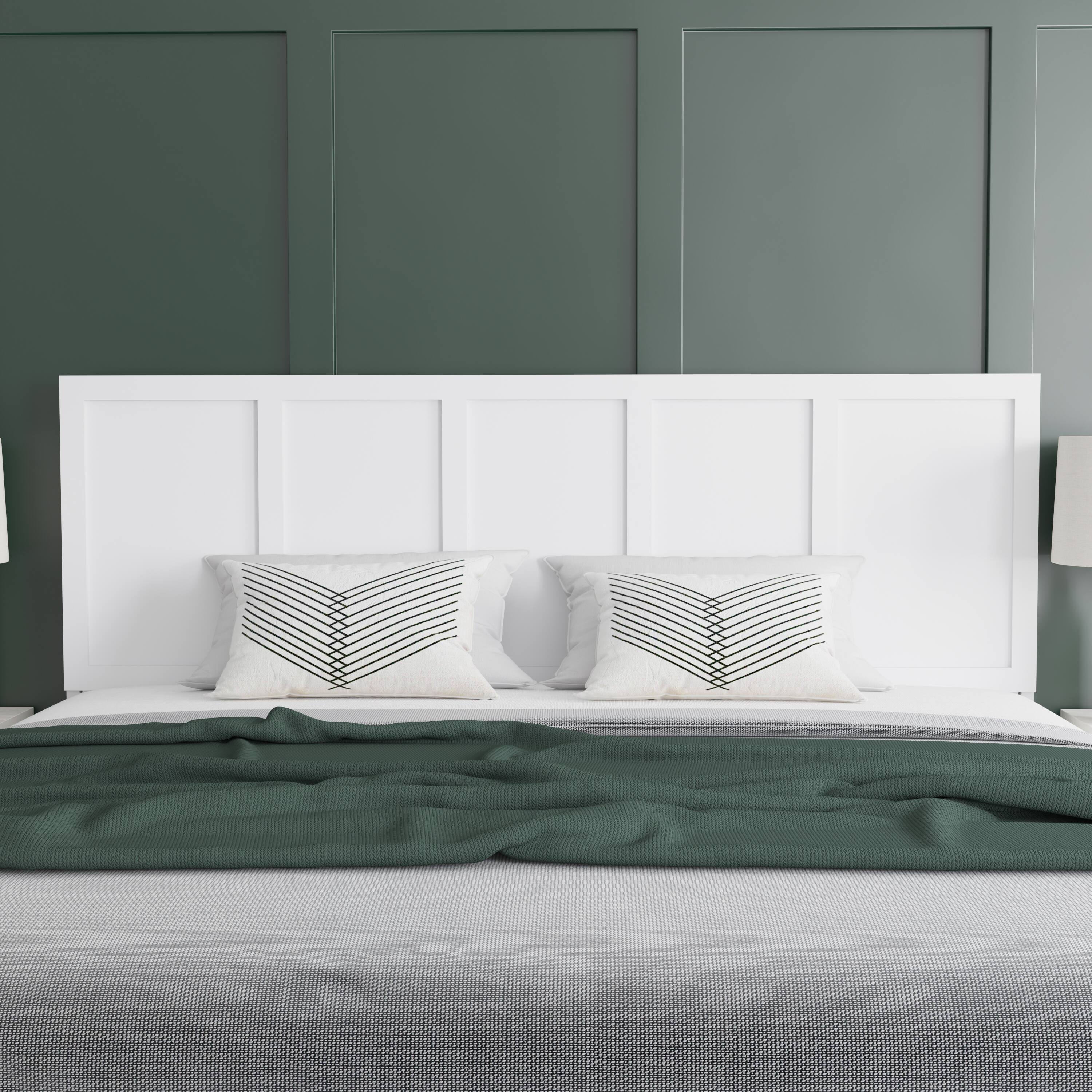 Alt View 3. Emma + Oliver - Omar Paneled Wooden Adjustable Headboard Only - White.