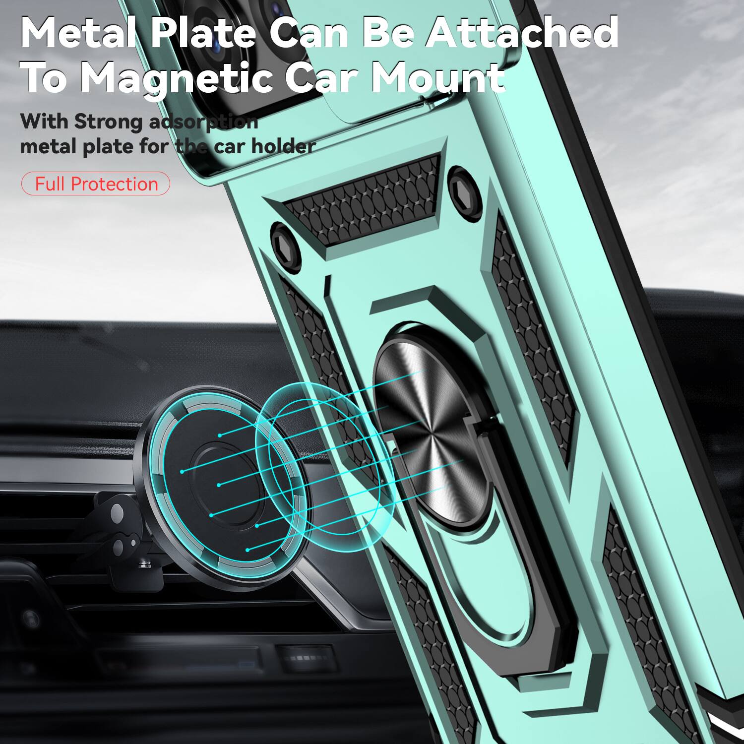 Metal Plate Can Be Attached To Magnetic Car Mount

With Strong adsorption metal plate for the car holder

Full Protection