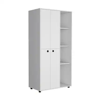 Front. TuHome - Misuri Wardrobe Armoire White MDF - White.