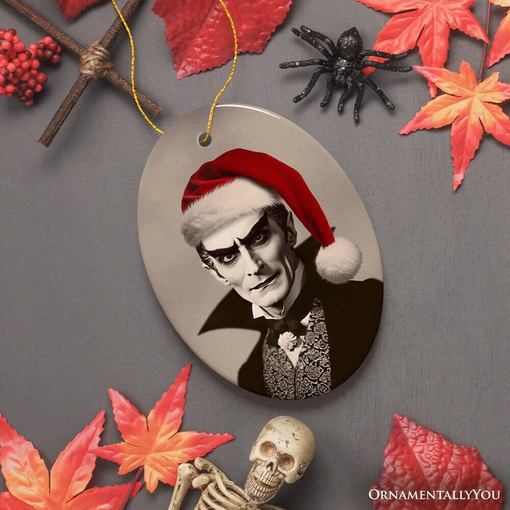 Back. OrnamentallyYou - Phantom Count Dracula Ornament Eerie Holiday Keepsake for Halloween Celebrations - Multi-colored.
