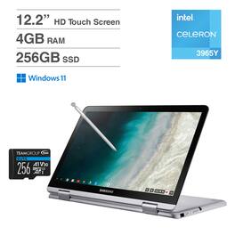 Samsung - Chromebook Plus V2 2-in-1 Laptop (12.2" Touch WUXGA Display, 4GB LPDDR3, 256GB SSD, Win 10 Home) w/256GB Card - Light Titan