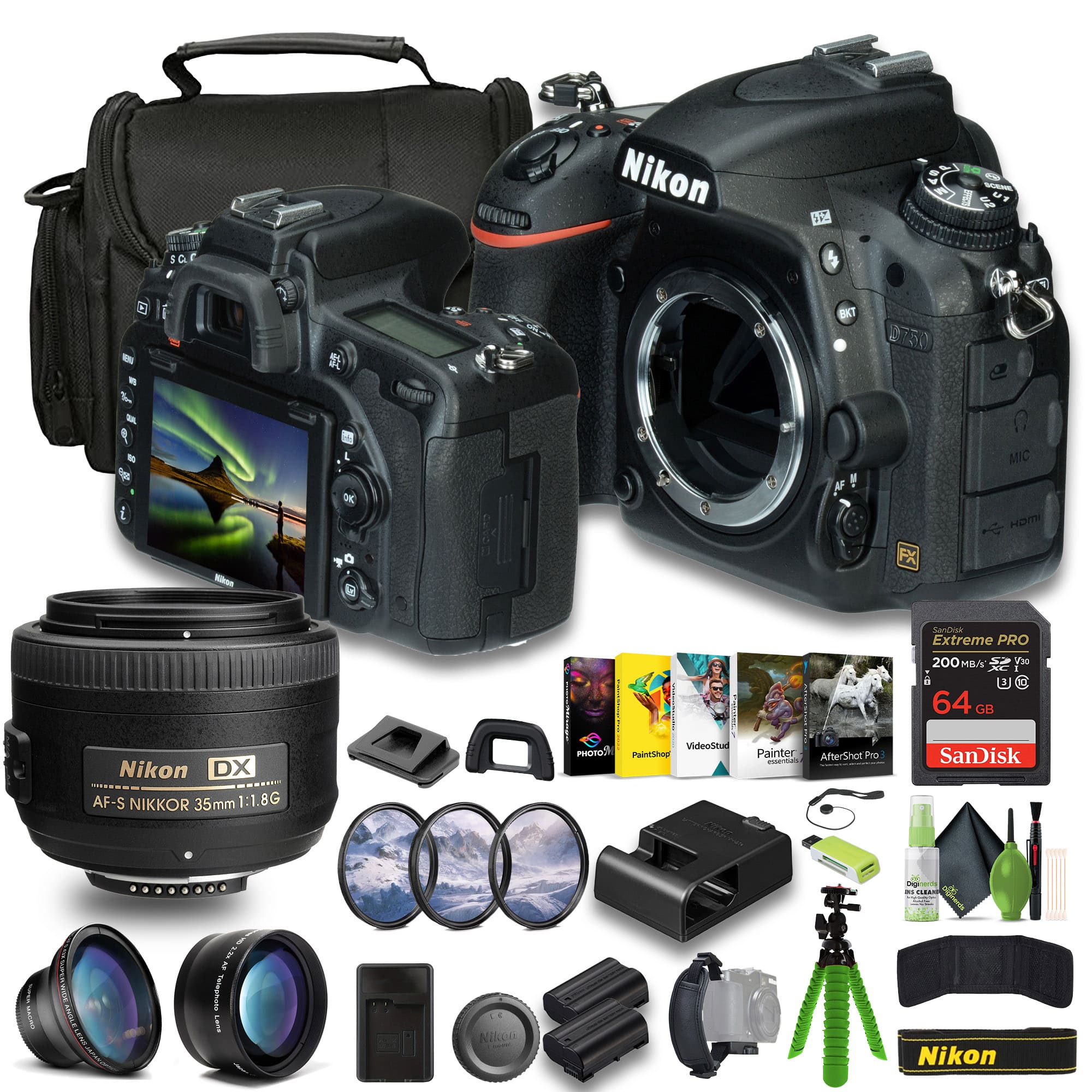 Nikon - D750 FX-format Digital SLR Camera (1543) Bundle (International Version) - Black