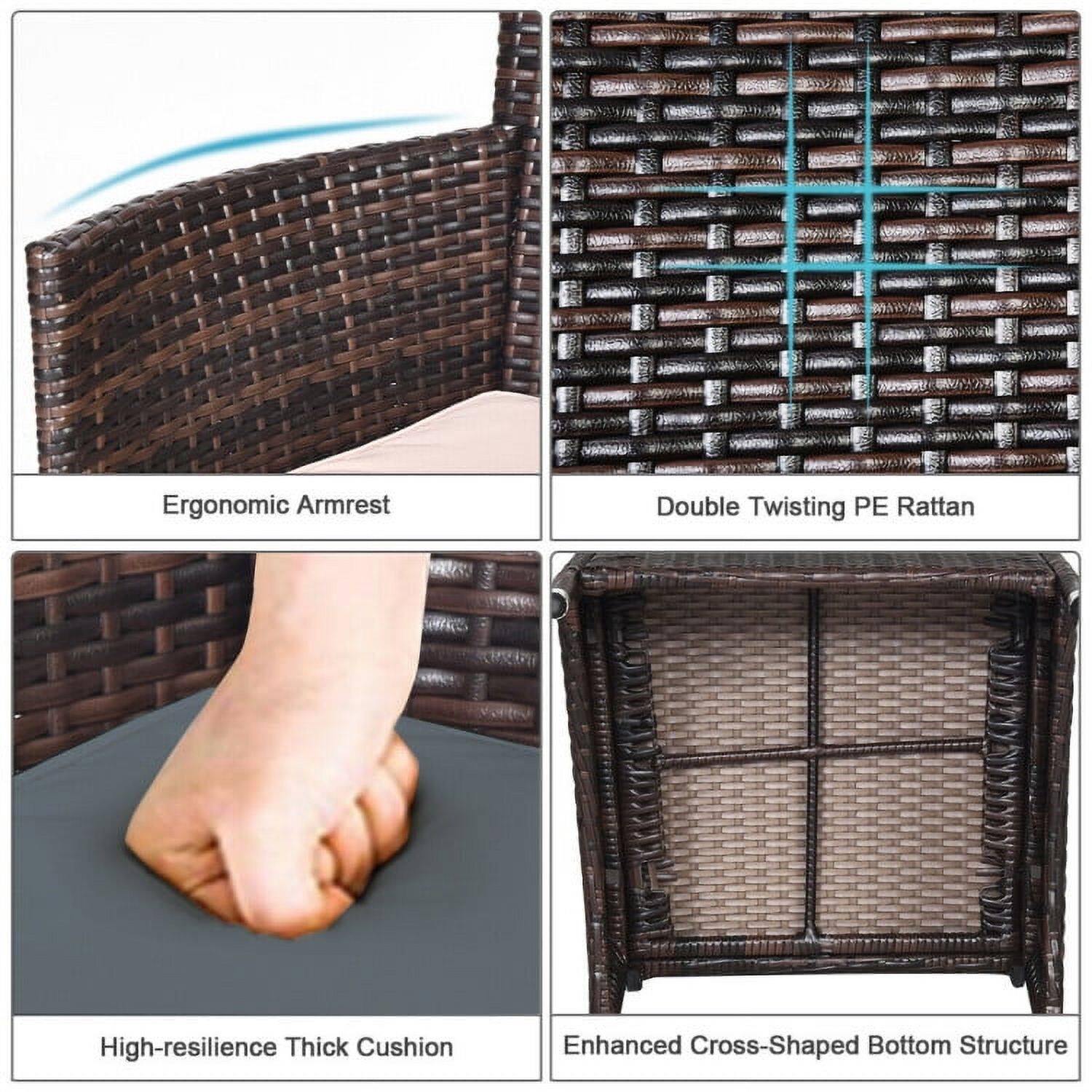 Ergonomic Armrest  
Double Twisting PE Rattan  
High-resilience Thick Cushion  
Enhanced Cross-Shaped Bottom Structure