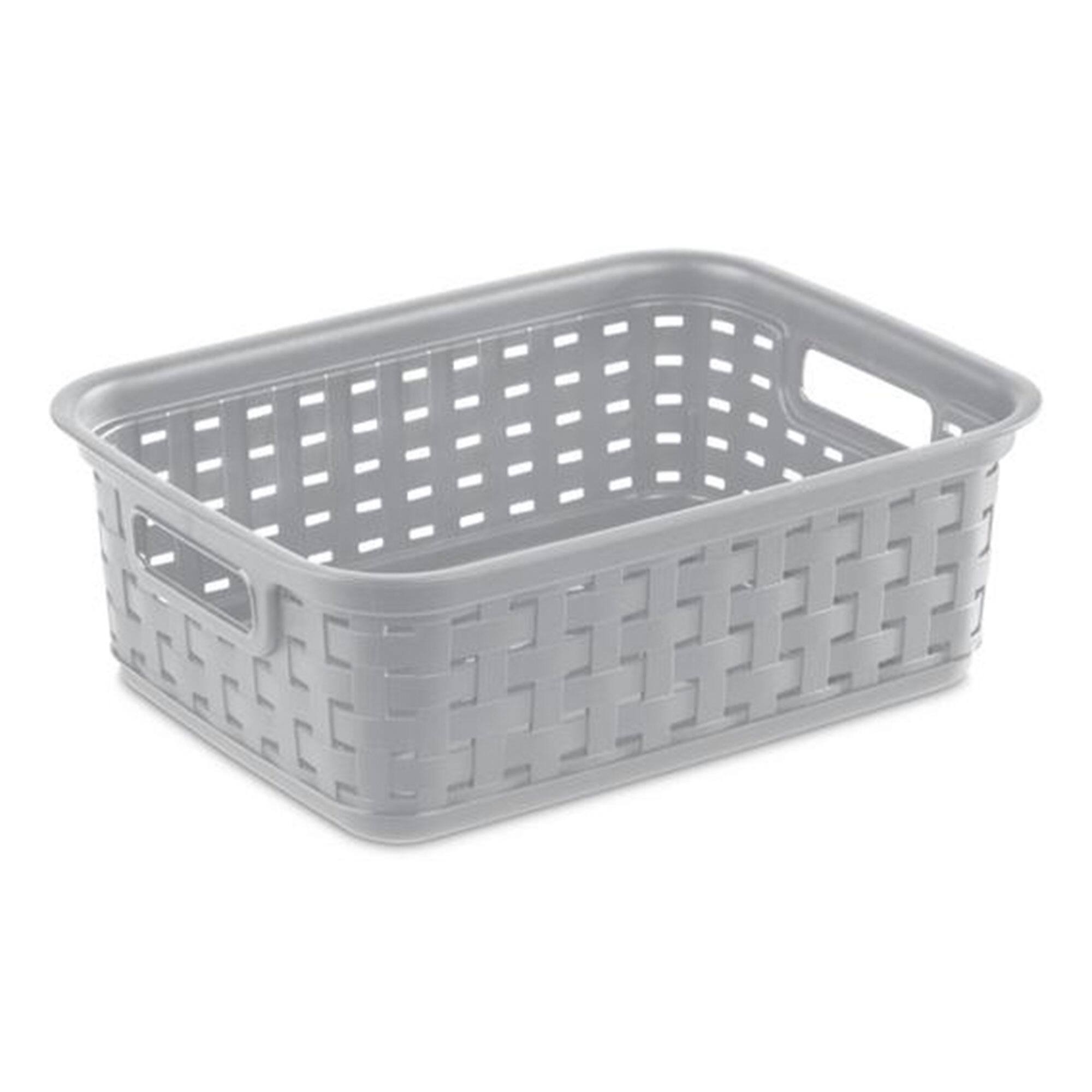 Alt View 10. Sterilite - Sterilite 11" Small Weave Open Bin Organize Wicker Storage Basket, Grey, 8 Pack - Cement.