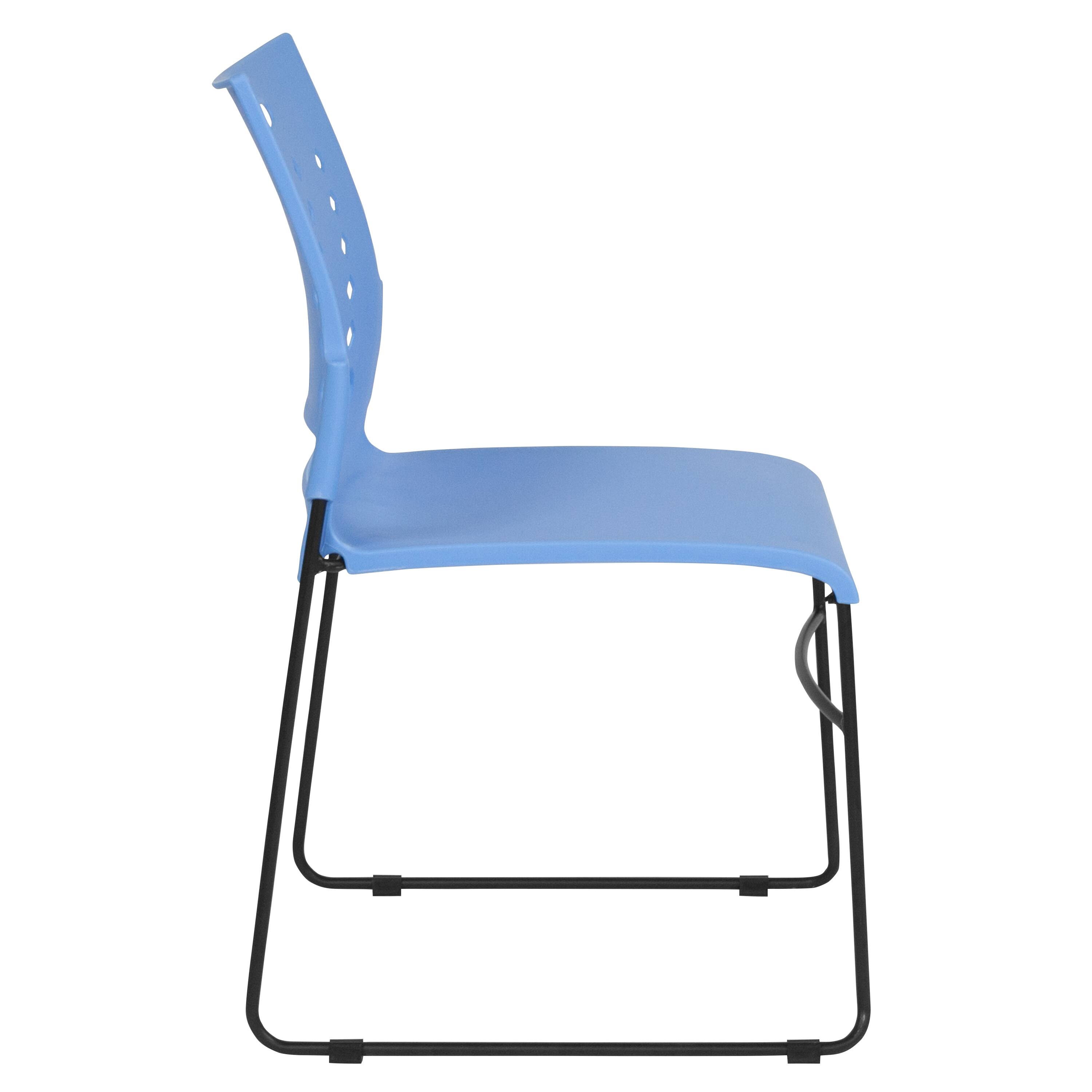 Alt View 6. Emma + Oliver - Home Office Plastic Accent Sled Base Stack Chair - Air-Vent Back - Blue.