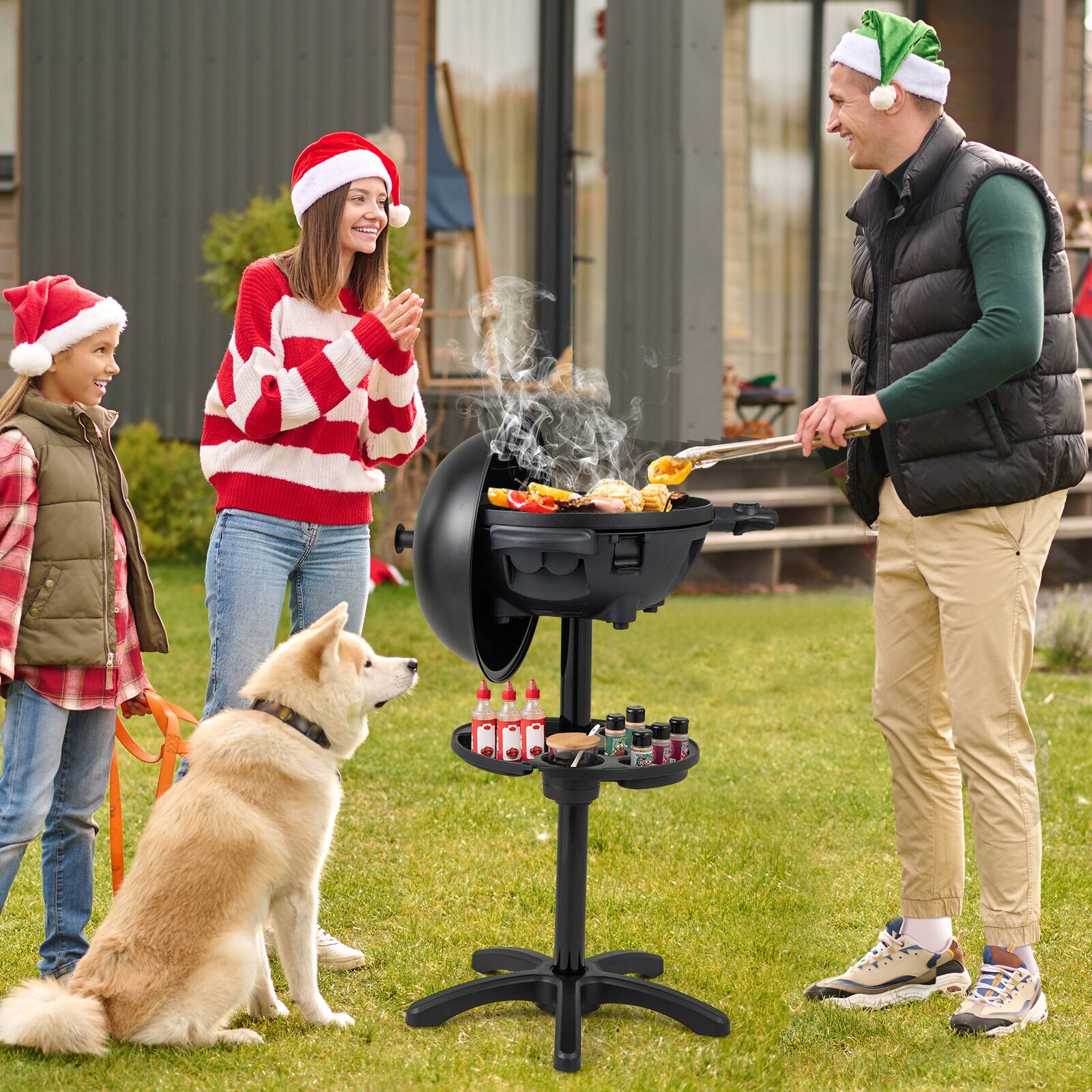 Alt View 1. Gymax - Indoor Outdoor Electric Grill w/ Non-stick Grill Plate Temperature Control - Black.