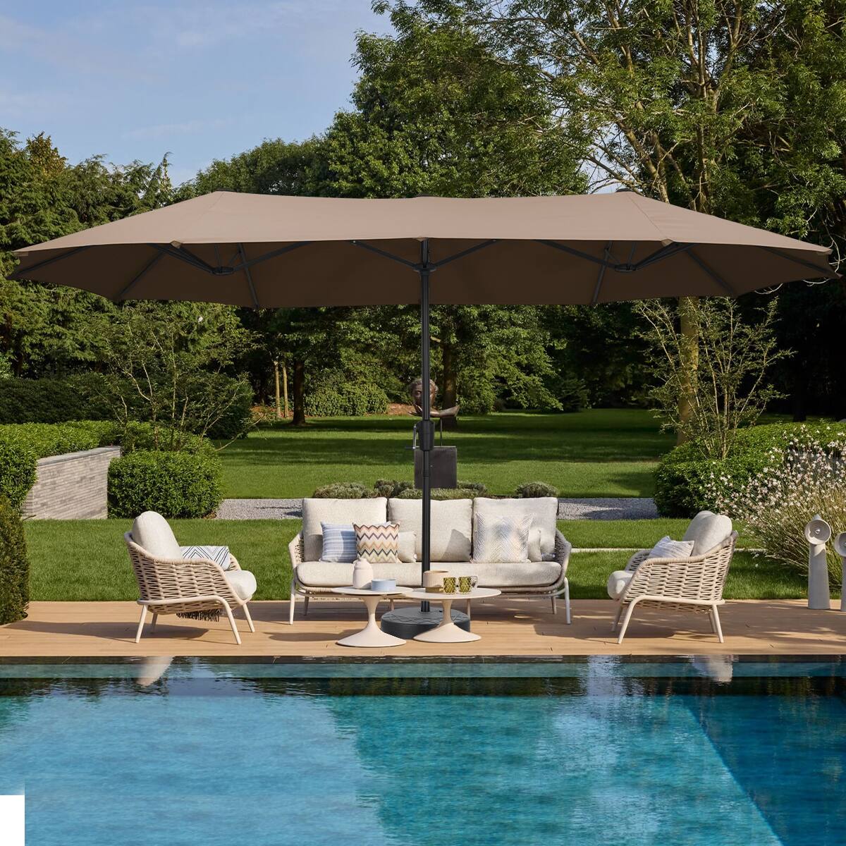 Angle. Ainfox - Ainfox 13ft Large Patio Umbrella Outdoor Market Umbrella UV ProtectionSturdy Framew/Easy Crank for Yard,Poolside,Deck - Red.