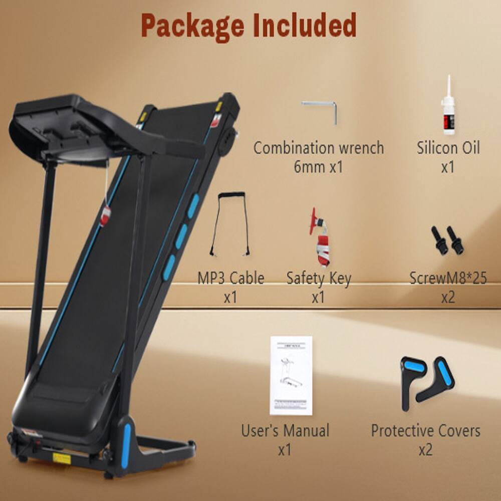 Package Included

- Combination wrench 6mm x1
- Silicon Oil x1
- MP3 Cable x1
- Safety Key x1
- ScrewM8*25 x2
- User's Manual x1
- Protective Covers x2