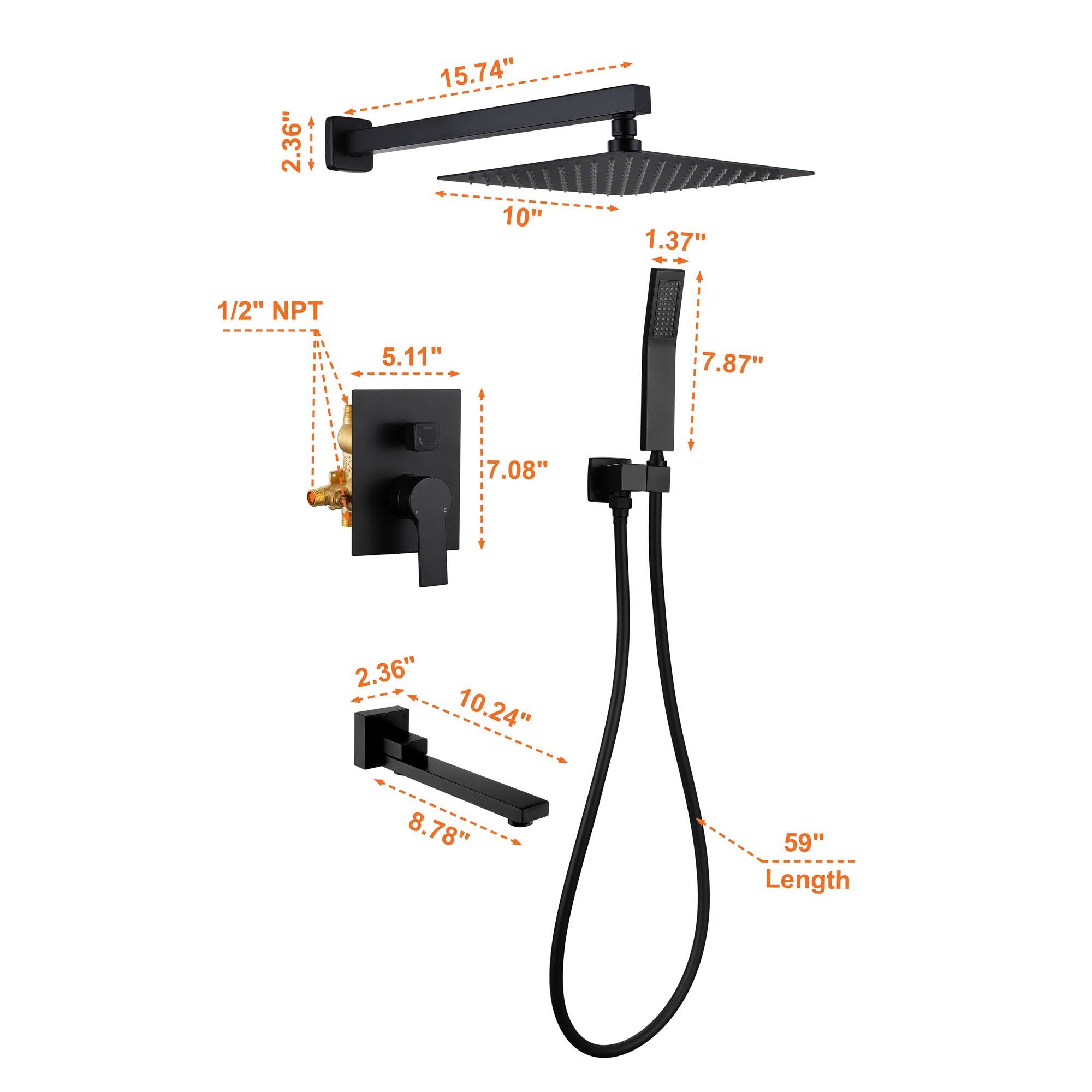 - 2.36"
- 15.74"
- 10"
- 1.37"
- 1/2" NPT
- 5.11"
- 7.87"
- 7.08"
- 2.36"
- 10.24"
- 8.78"
- 59" Length
