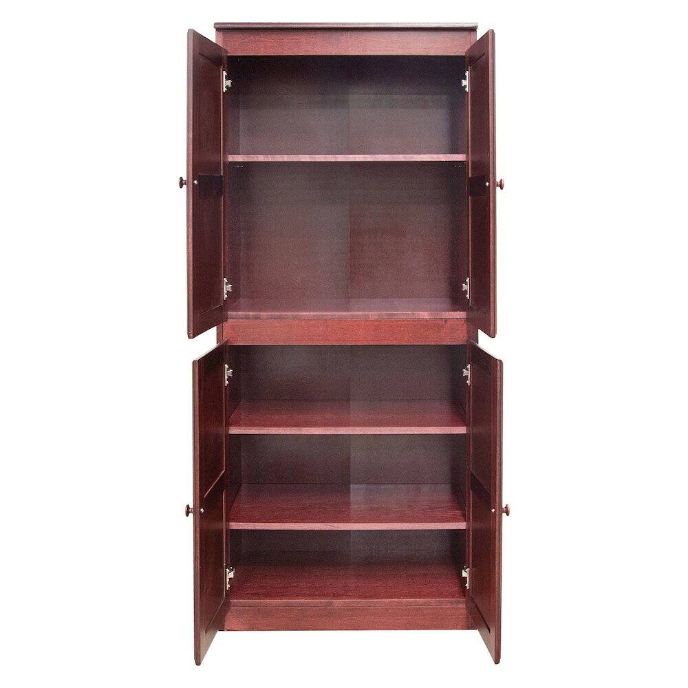 Left. Concepts in Wood - Multi use Storage Cabinet 5 Shelves Cherry Finish - Red.