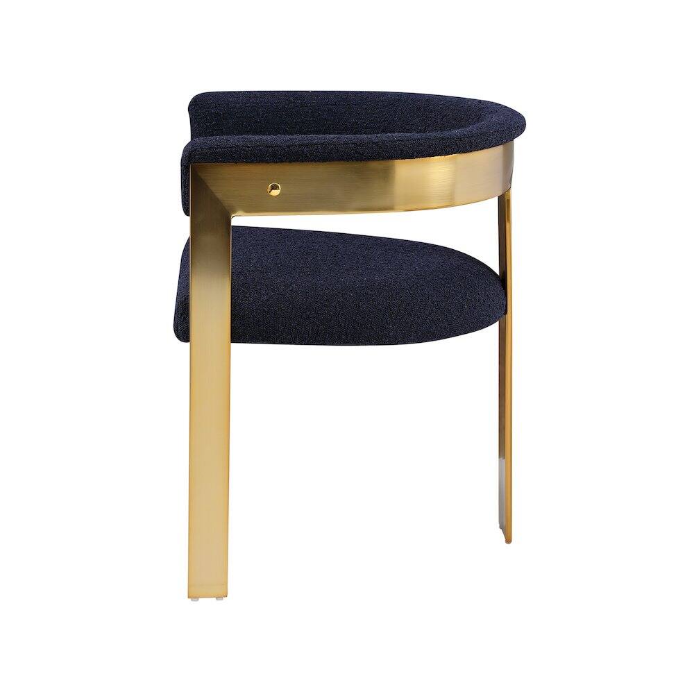 Alt View 3. Meridian Furniture - Romeo Navy Boucle Fabric Dining Chair, Set of 2 - Blue.