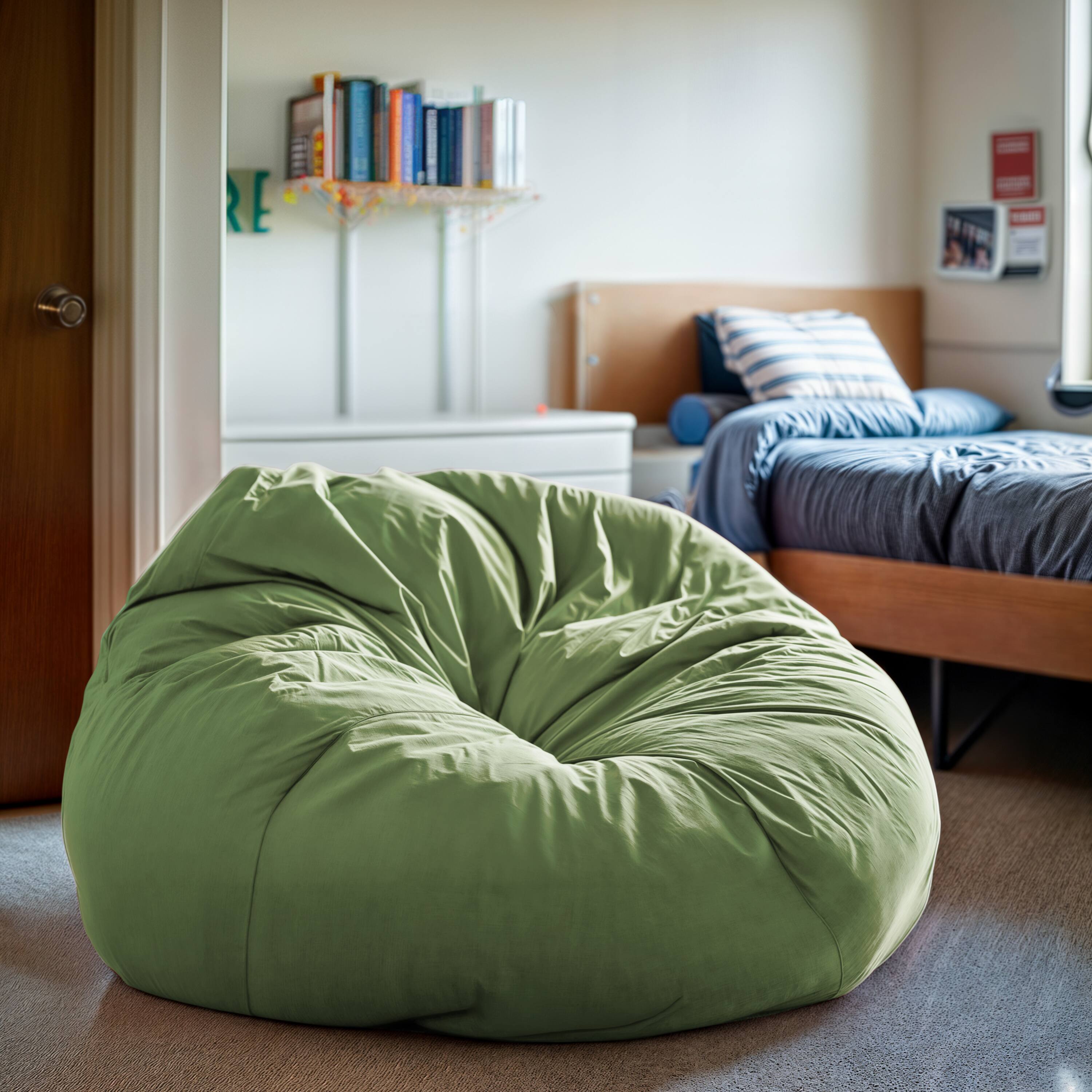 Alt View 1. Emma + Oliver - Oversized Bean Bag Chair for Kids and Adults - Green.