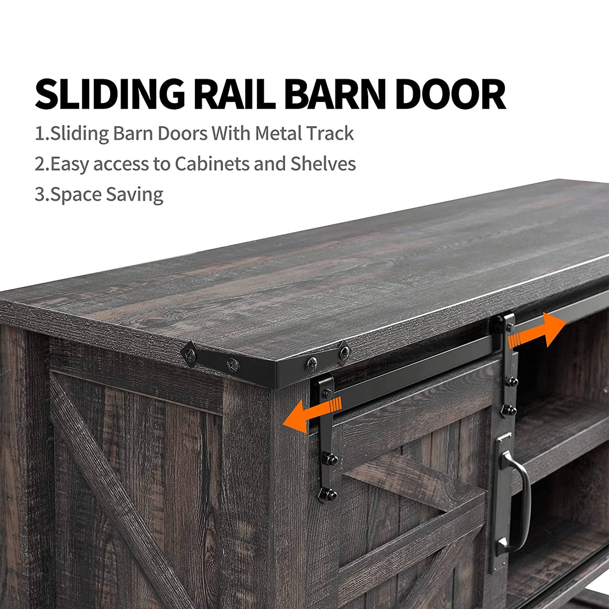 SLIDING RAIL BARN DOOR

1. Sliding Barn Doors With Metal Track
2. Easy access to Cabinets and Shelves
3. Space Saving