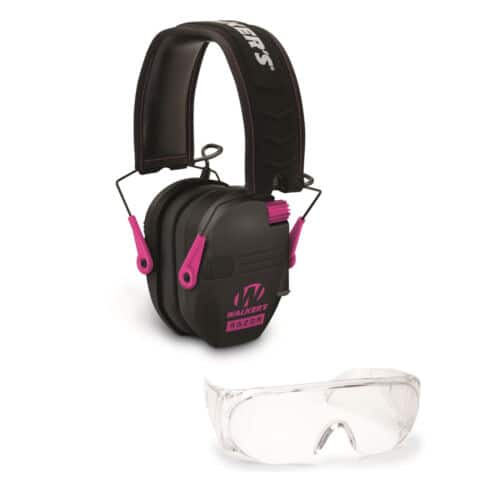 Walkers - Walker's Razor Slim Shooting Muffs Kit with OTG Safety Glasses (Pink/Black) - Black/Pink
