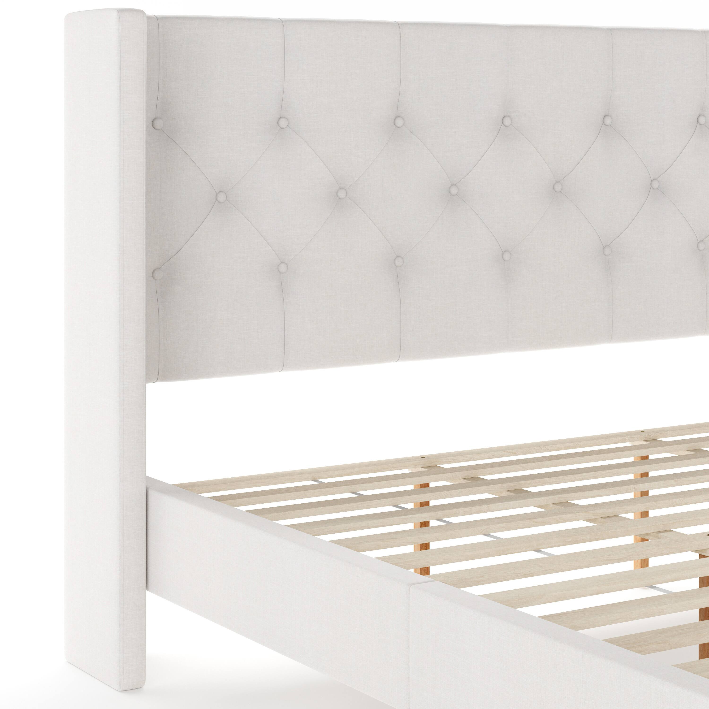 Alt View 9. Martha Stewart - Platform Bed with Tufted Wingback Headboard - White.