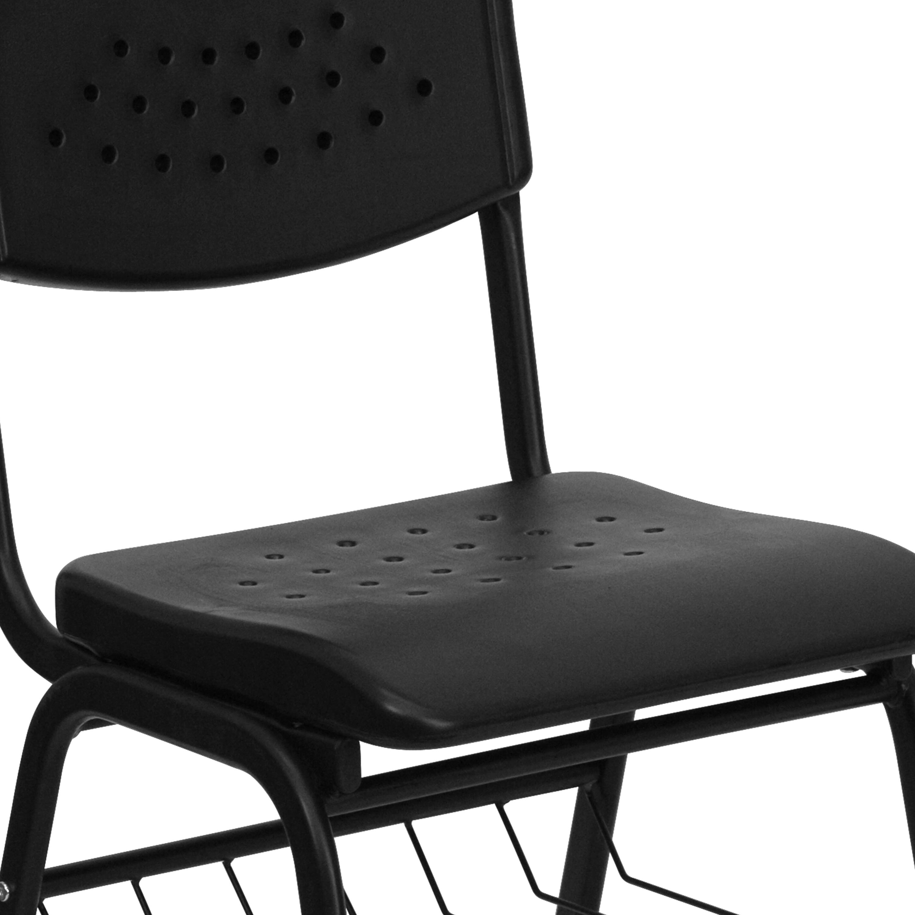 Alt View 8. Emma + Oliver - 880 lb. Capacity Plastic Chair with Book Basket - Black.