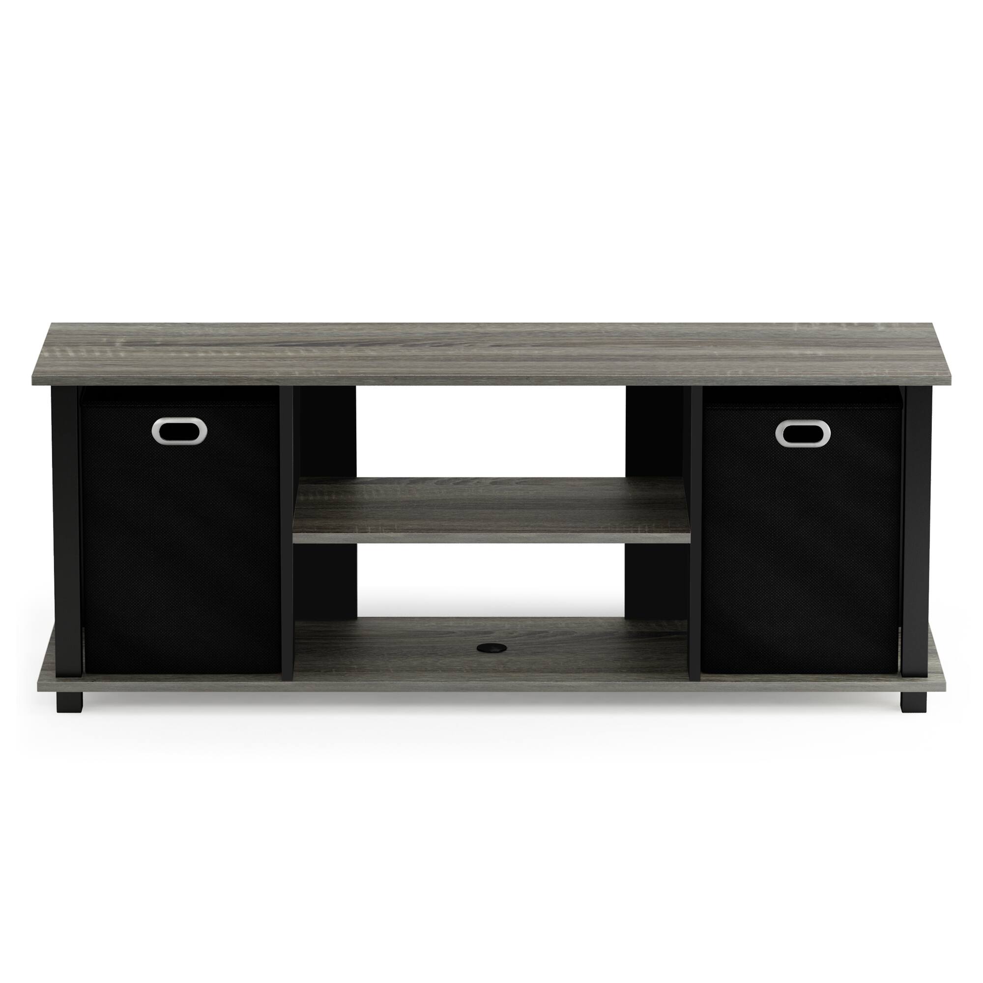 Alt View 2. Furinno - Econ Entertainment Center w/Storage Bins - French Oak/Black/Black.