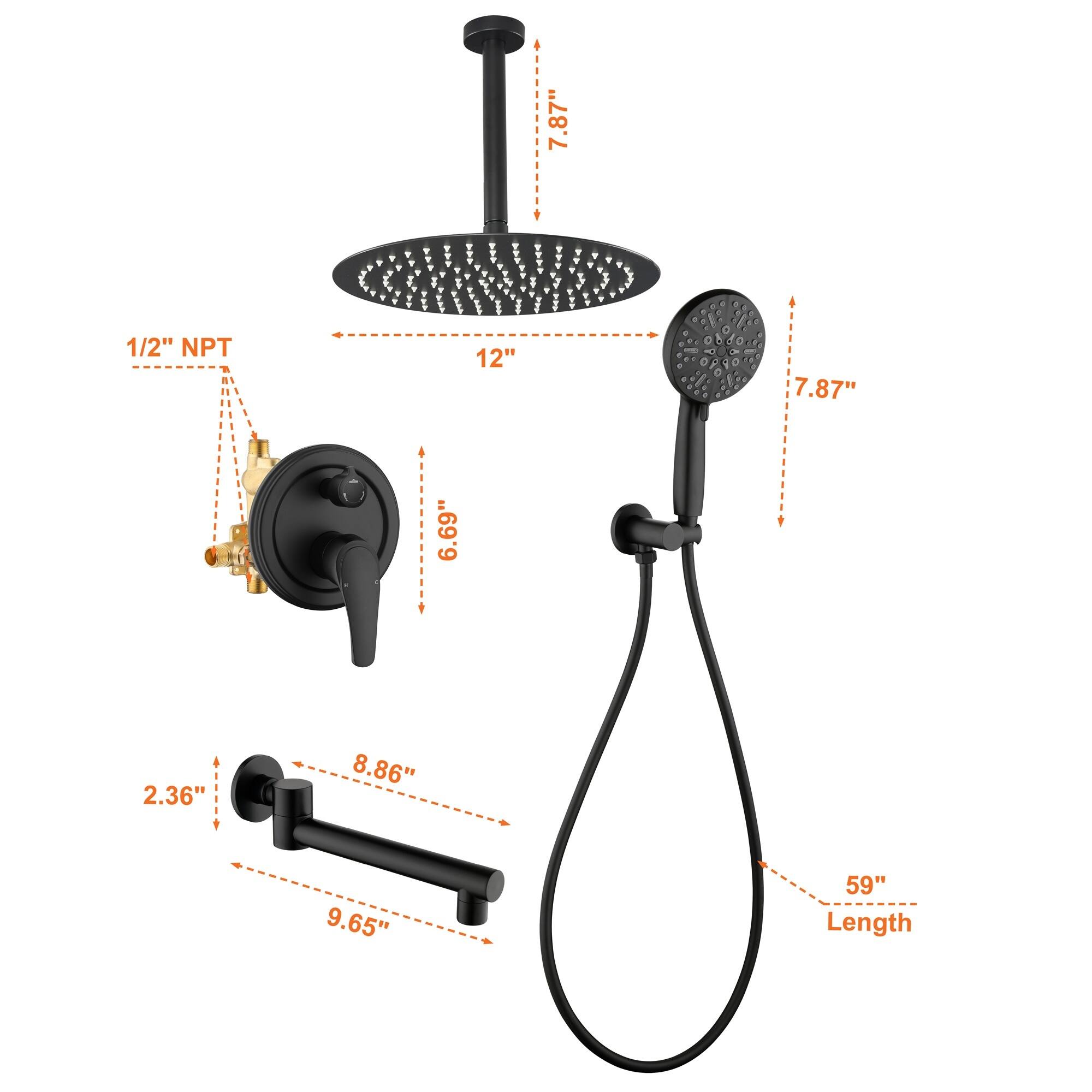 7.87" 1/2" NPT 12" 7.87" 6.69" 2.36" 8.86" 9.65" 59" Length
