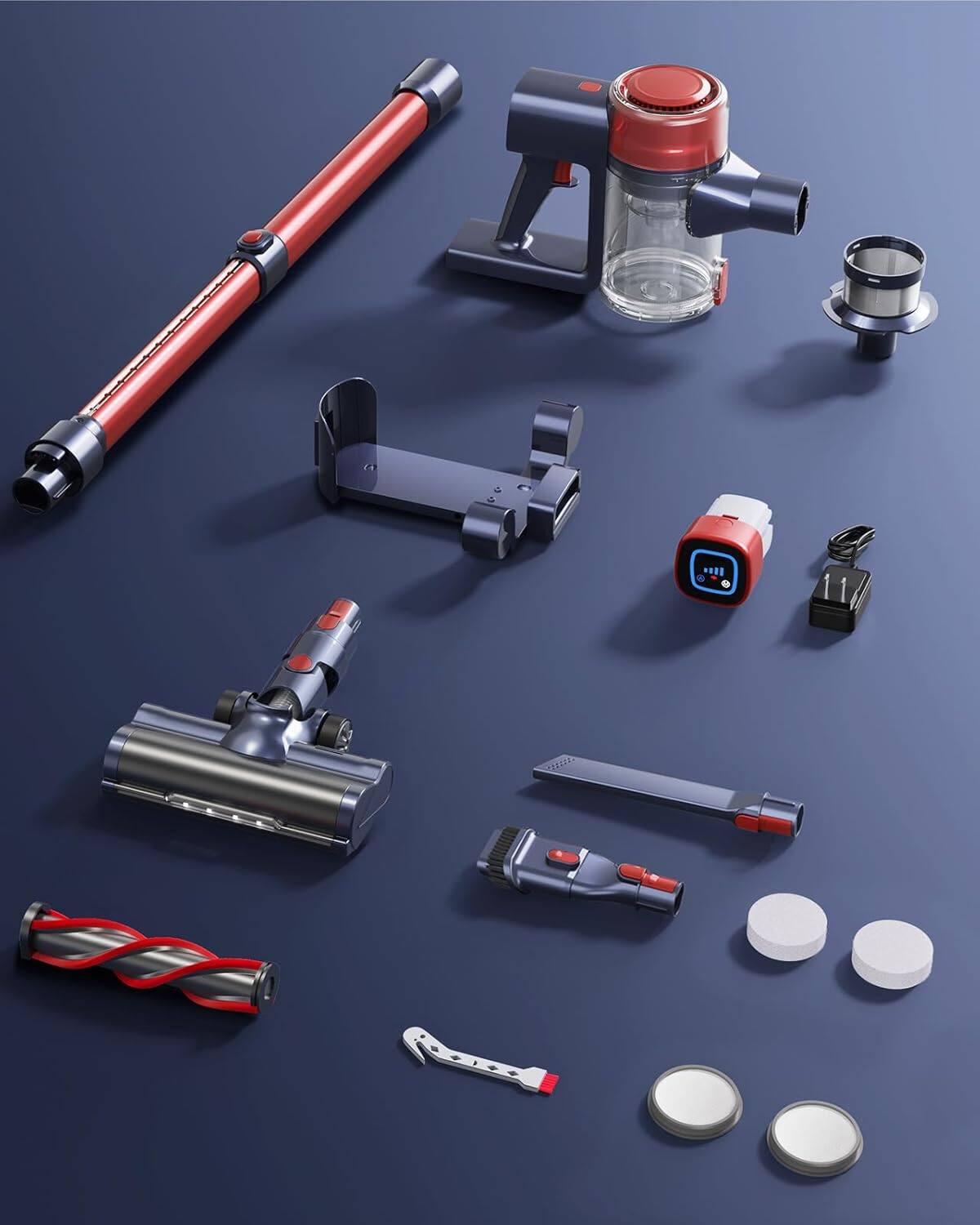 Alt View 3. Buture - Cordless Vacuum Cleaner, 450W 38Kpa Vacuum Cleaners for Home Stick Vacuum with Aromatherapy Design - Red.