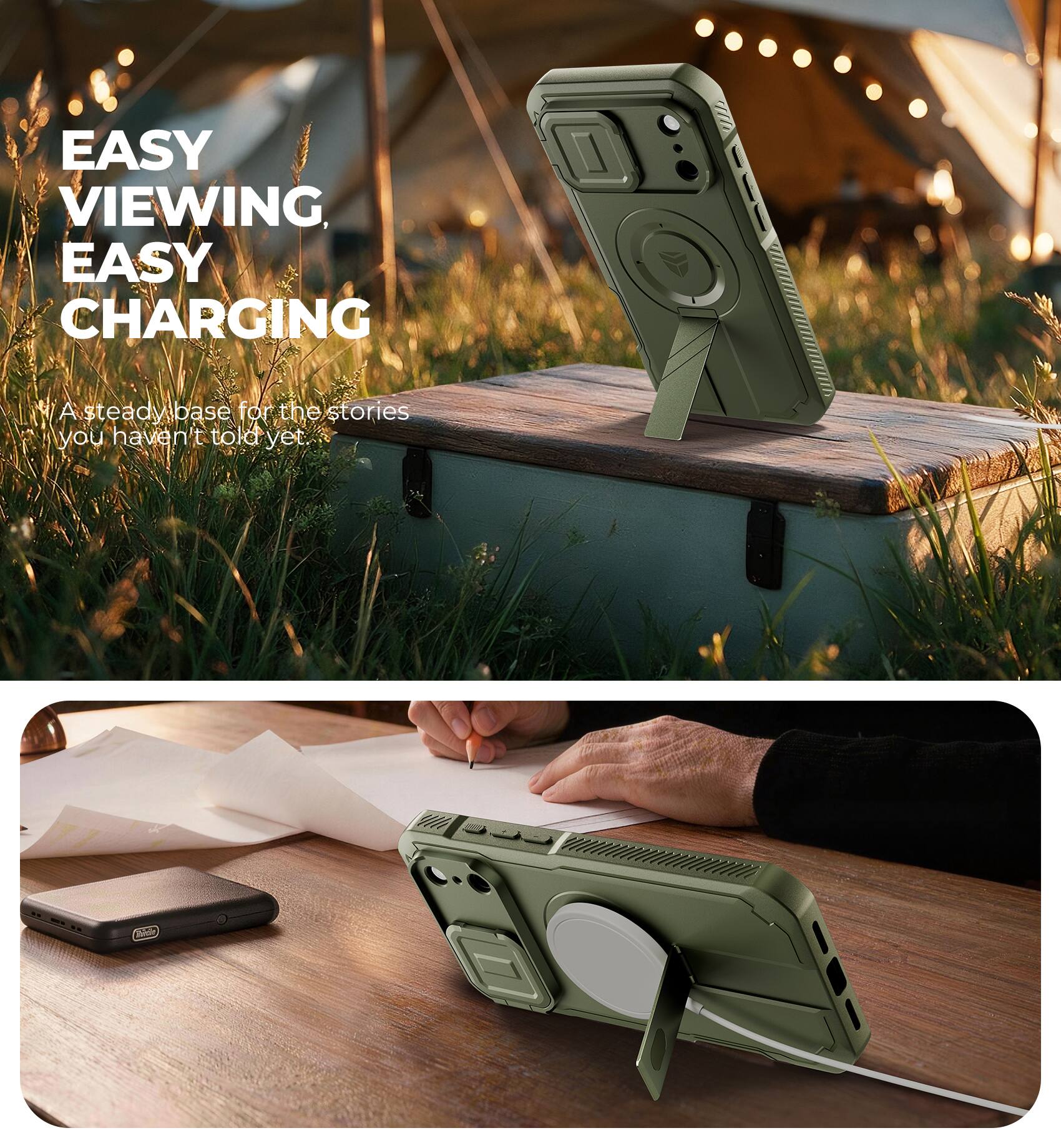 EASY VIEWING, EASY CHARGING

A steady base for the stories you haven't told yet.