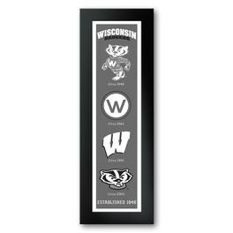 Sporticulture - Wisconsin Badgers Framed 8" x 26" Logo Heritage Art Print - Multicolor