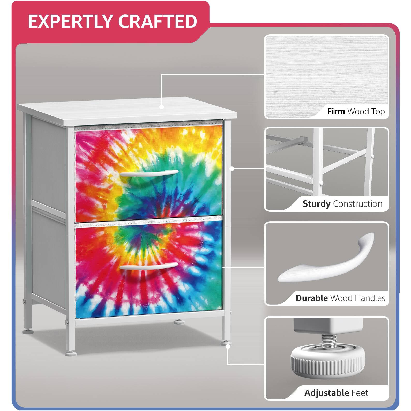 EXPERTLY CRAFTED

- Firm Wood Top
- Sturdy Construction
- Durable Wood Handles
- Adjustable Feet