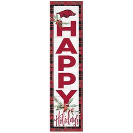 Jardine - Arkansas Razorbacks 12'' x 48'' Happy Holidays Outdoor Leaner - White